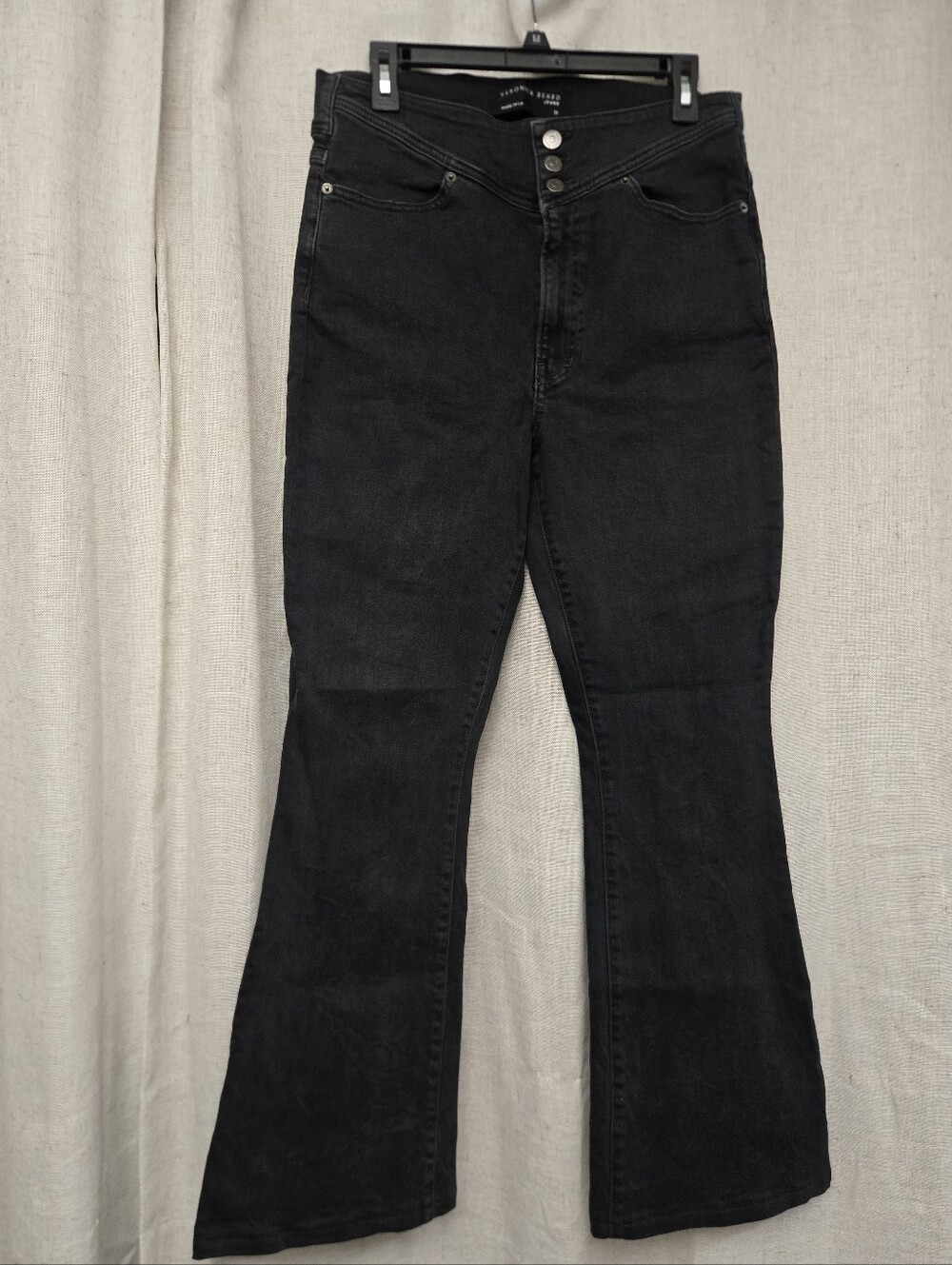 Veronica Beard Beverly Skinny Flare High Rise Jeans 31 Washed Black